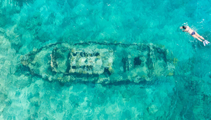 Scheepswrak bij Tugboat Beach